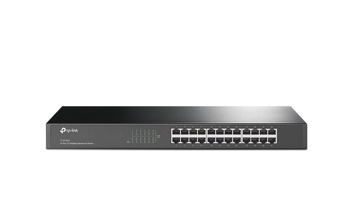 TP-Link TL-SF1024: 24Port Switch 100Mbps, Autouplink, int. NT, lüfterlos,