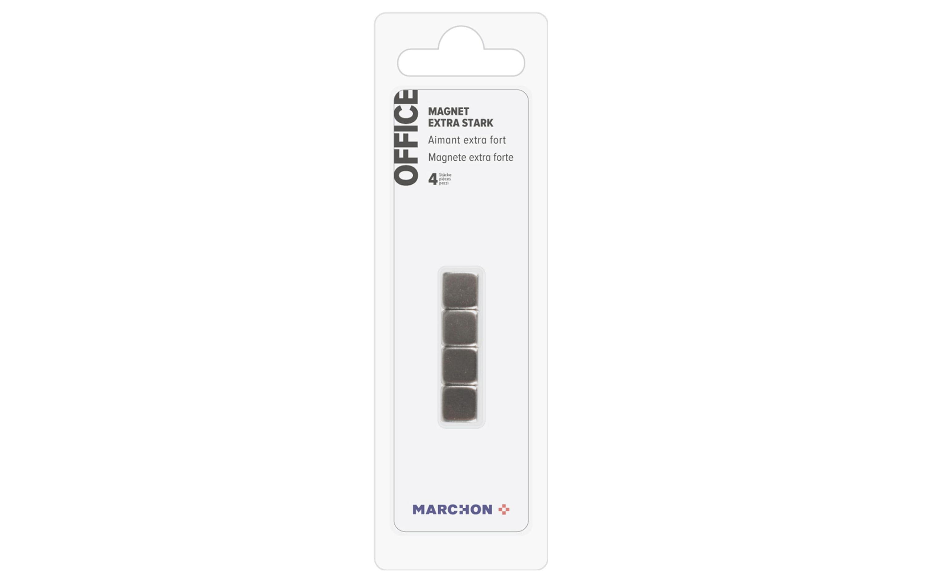 Office Magnet aus Stahl quadratisch extra stark, 4 Stk.