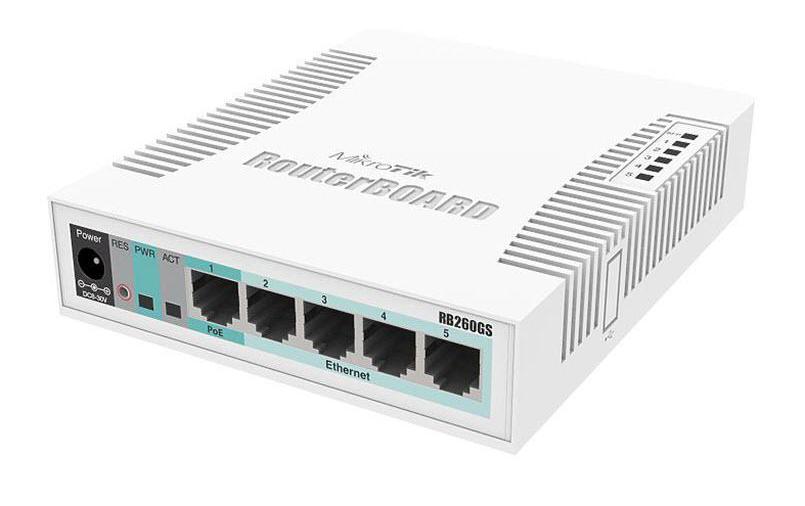 MikroTik RB260GS: 5 Port Smart Switch 5x1Gbps, inkl. NT oder passiv-PoE Power