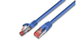 Wirewin Patchkabel: S/FTP 0.75m blau Cat.6, AWG27, 1Gbps, 250MHz, Zugentlastung