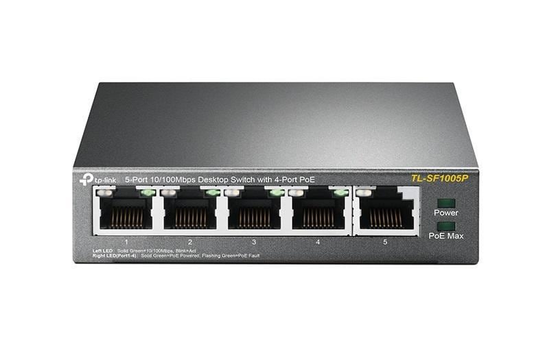 TP-Link TL-SF1005P: 5Port PoE Switch 4xPoE 15.4Watt, Stahlgehäuse