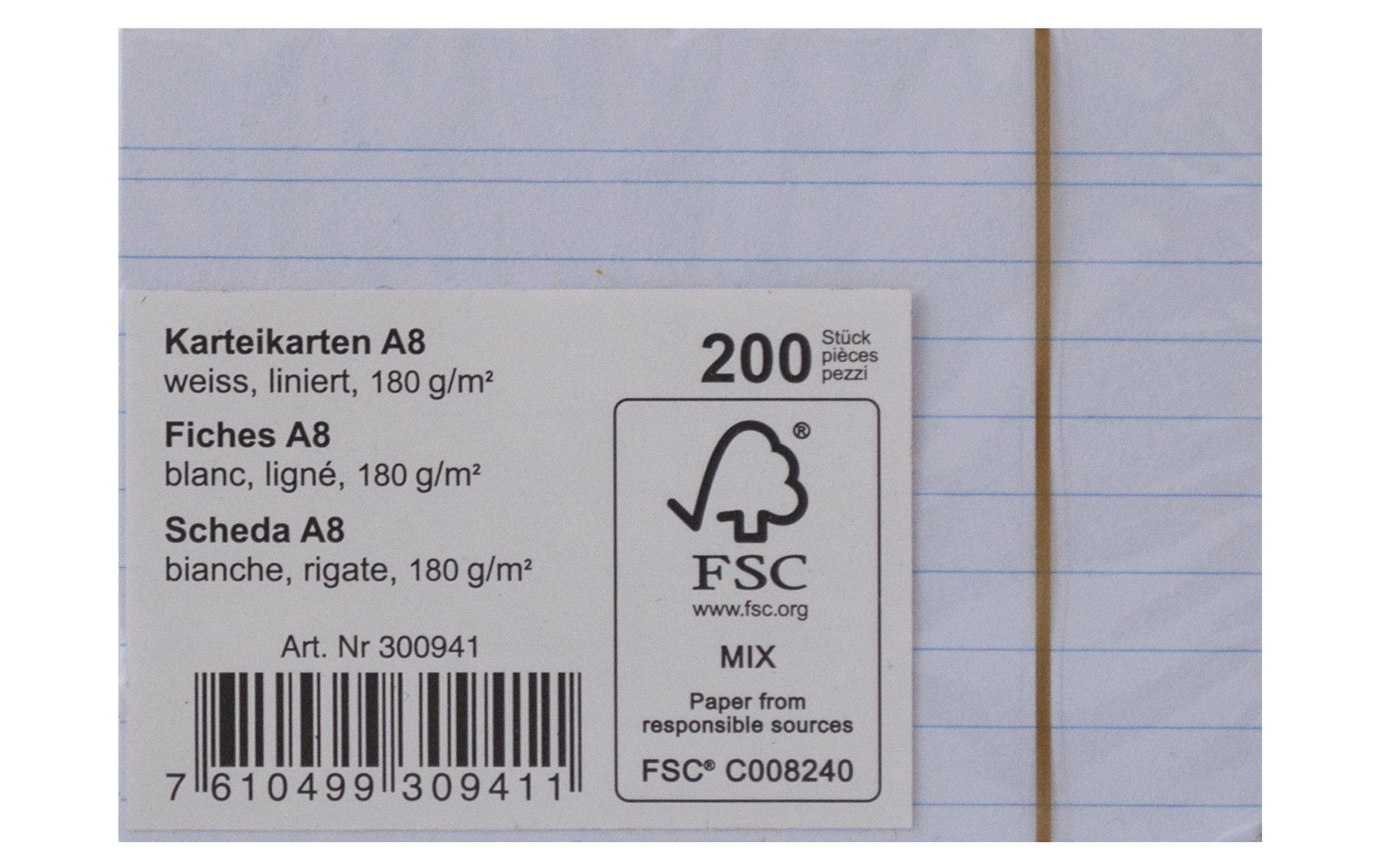 Office Karteikarten A8 weiss liniert, 180g, 200 Blatt