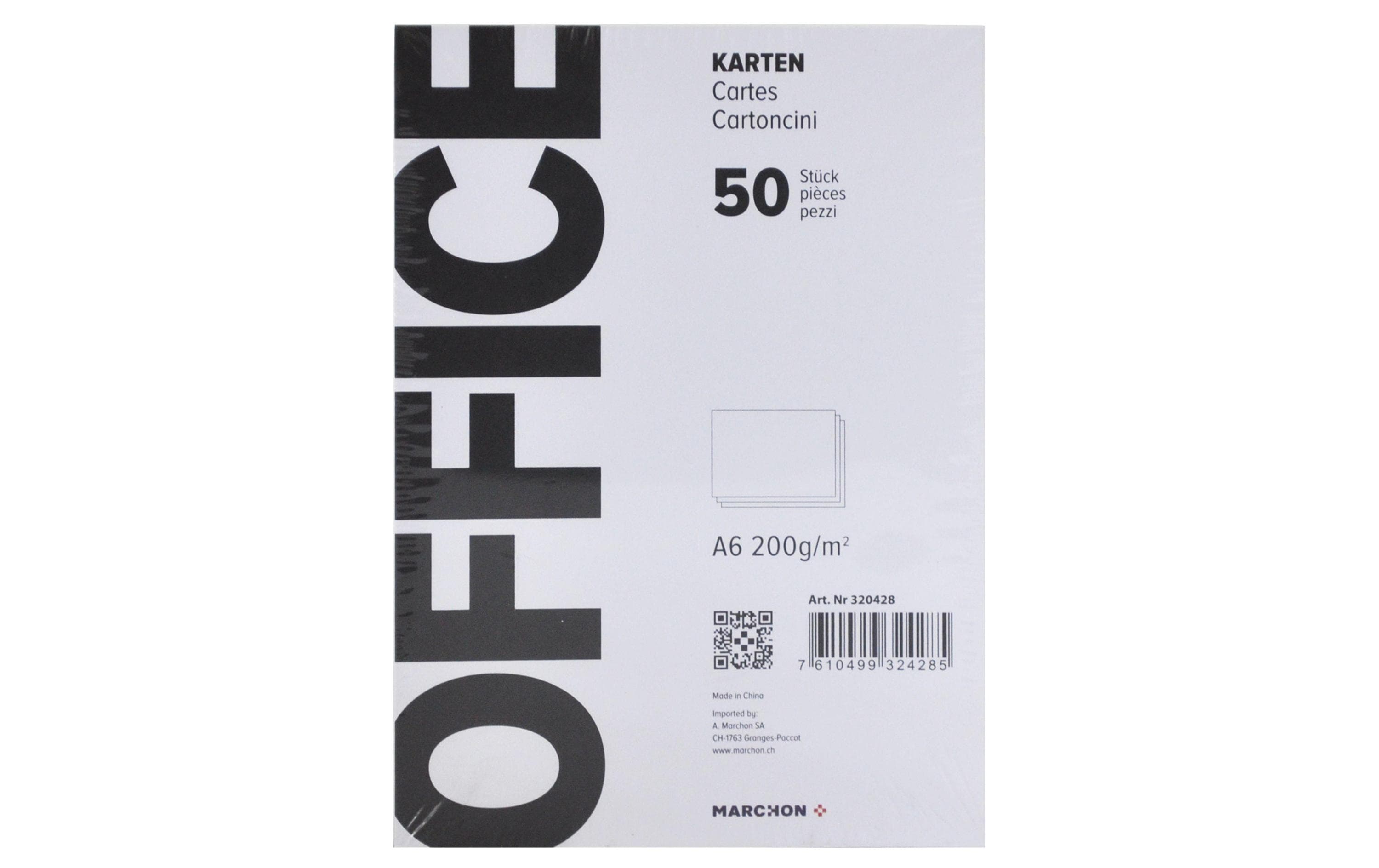 Office Schreibkarten weiss A6 200g, 50 Stk.