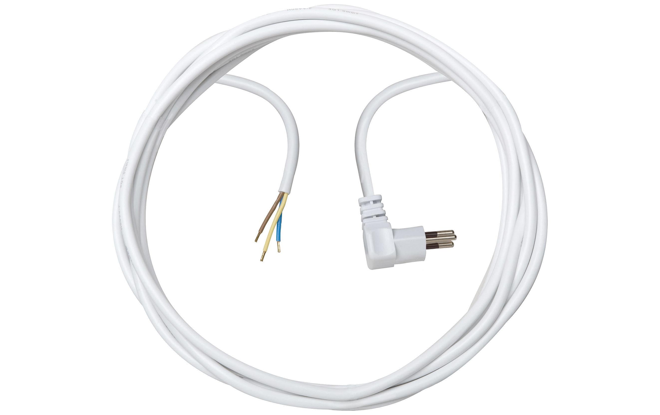 Anschlussleitung mit eins. Winkelstecker 3m, weiss, 3-polig, T12