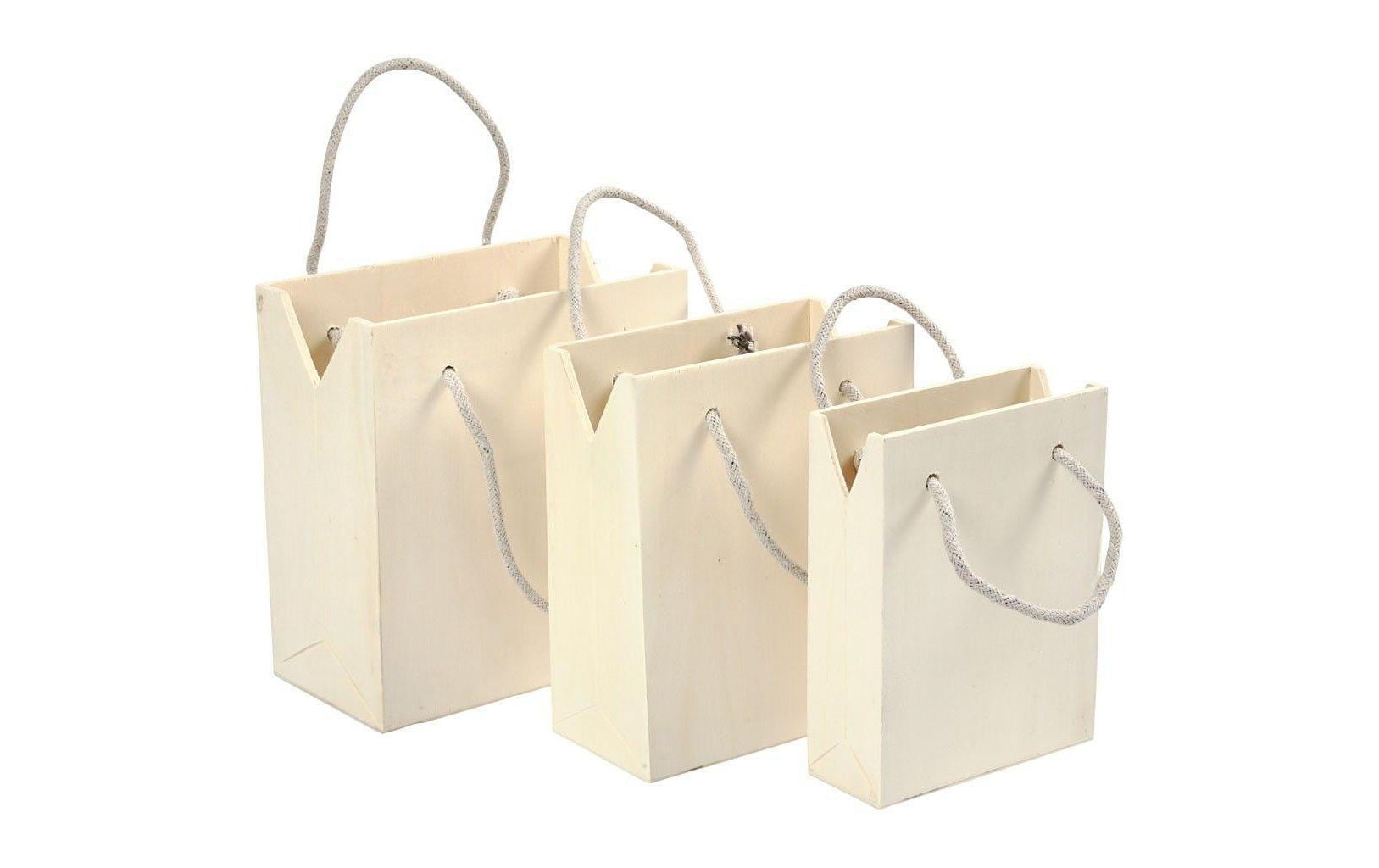 Creativ Company Holz Tragtasche 3 Stück, Sperrholz