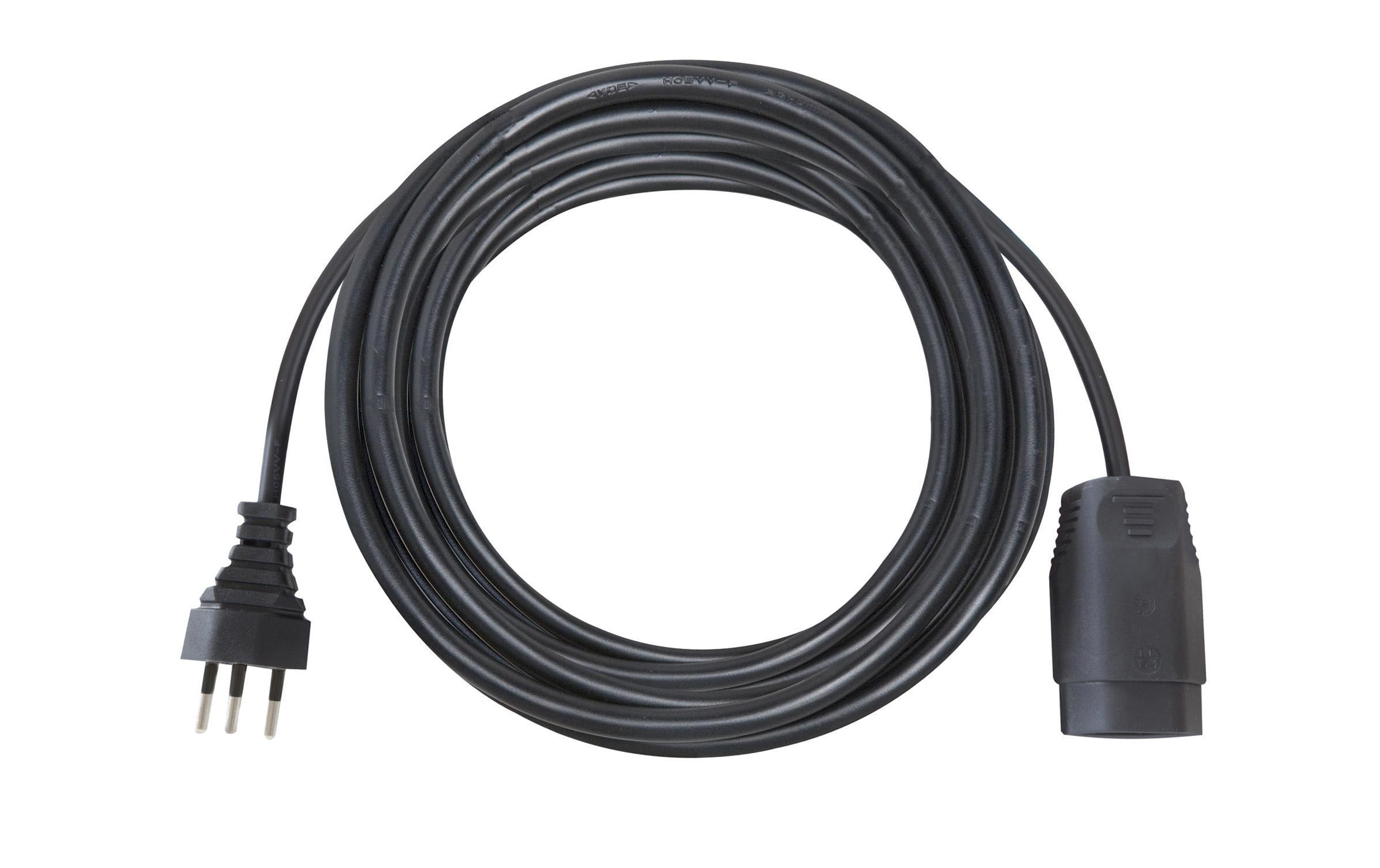 Kunststoff-Verlängerungskabel, 50m, schwarz 50m, schwarz, 3-polig, T12/T13