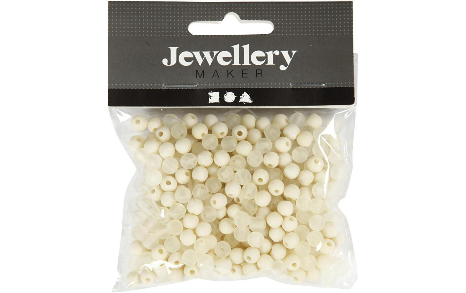 Creativ Company Kunststoffperlen crème, 6 mm, 40 g, Lochgrösse 2 mm
