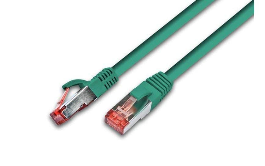 Wirewin Patchkabel: S/FTP 1m grün Cat.6, AWG27, 1Gbps, 250MHz, Zugentlastung