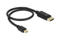 Delock Mini-DP auf DP,50cm,V1.2, 4K support Mini-Displayport zu Displayport, schwarz