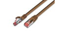 Wirewin Patchkabel: S/FTP 0.75m braun Cat.6, AWG27, 1Gbps, 250MHz, Zugentlastung