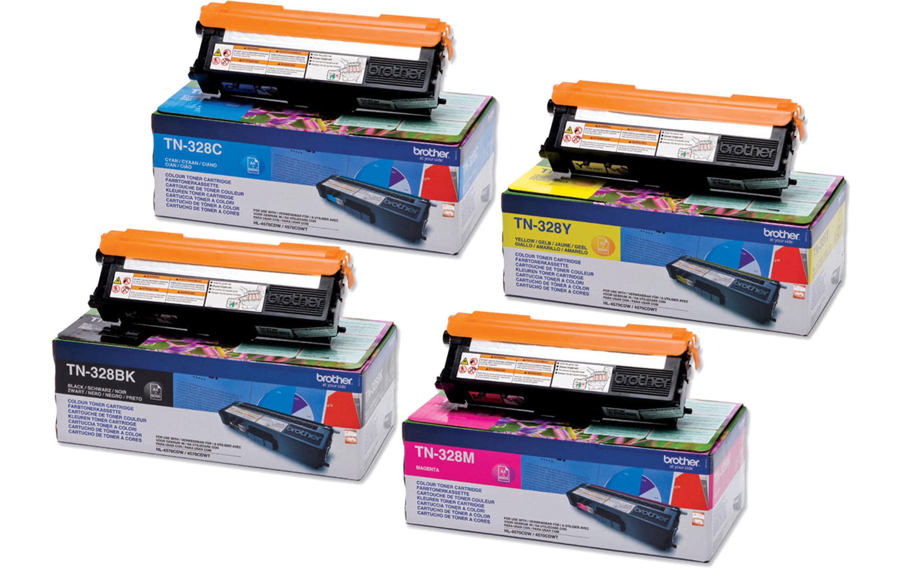 Brother Rainbow Kit TN-328BK/C/M/Y HL-4570CDW/4570CDWT, TN328BK, 6000 S.