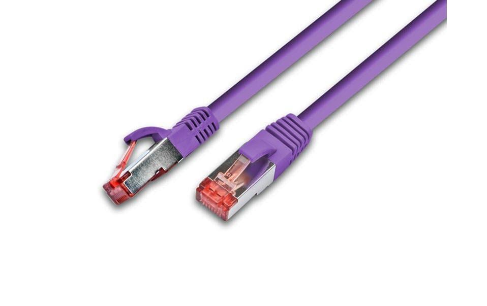 Wirewin Patchkabel: S/FTP, 0.25m, violett Cat.6A, AWG26, 10Gbps, 500MHz, LSOH