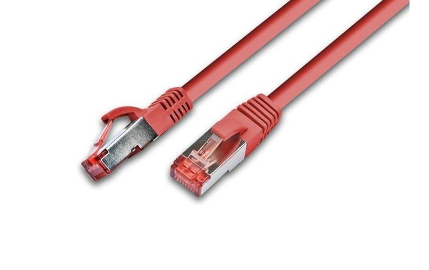 Wirewin Patchkabel: S/FTP 0.5m rot Cat.6, AWG27, 1Gbps, 250MHz, Zugentlastung