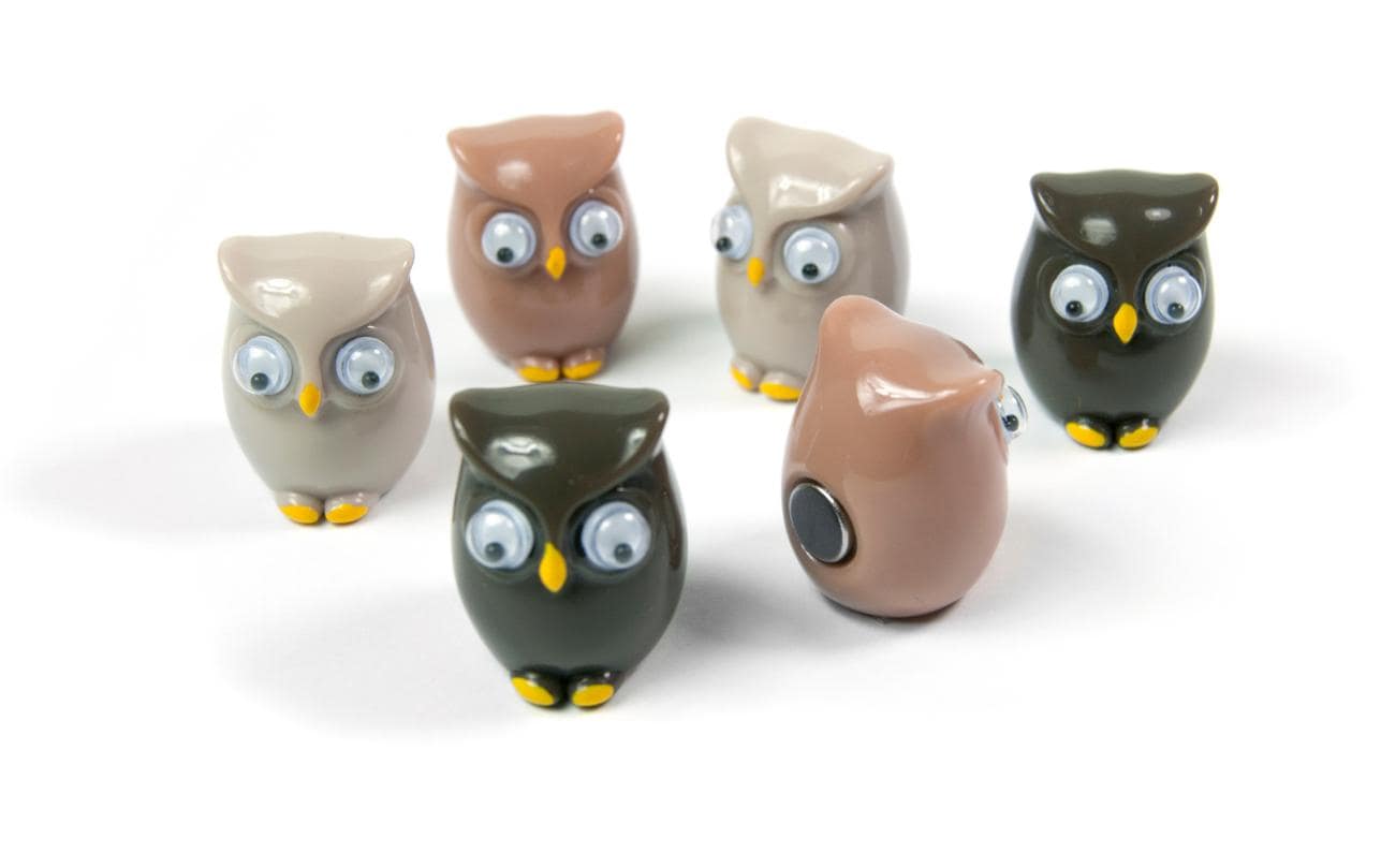 Trendform Magnete Owl 6er Set, weiss/schwarz/braun