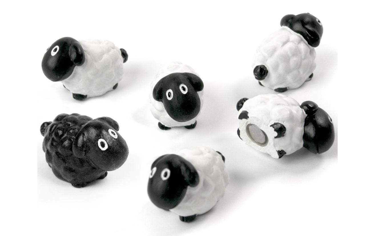 Trendform Magnet Sheep 6er Set, weiss/schwarz