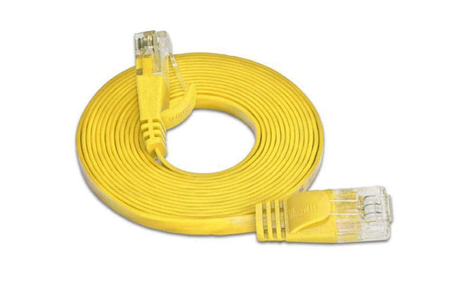 Wirewin Slim Patchkabel: UTP, 10m, gelb Cat.6, AWG36, Klinkenschutz, Längenaufdruck