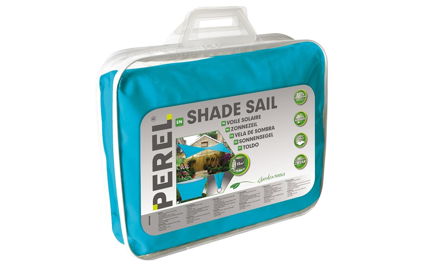 Perel Sonnensegel - Quadrat, 3.6x3.6 m, Farbe: Himmelblau, Wasser abstossend,
