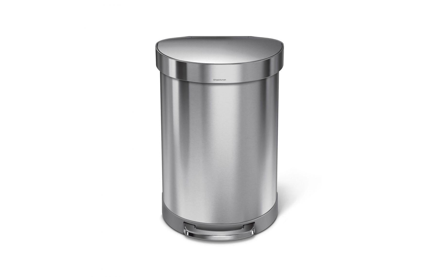 Simplehuman Halbrunder Abfalleimer 60 Liter, gebürsteter Edelstahl