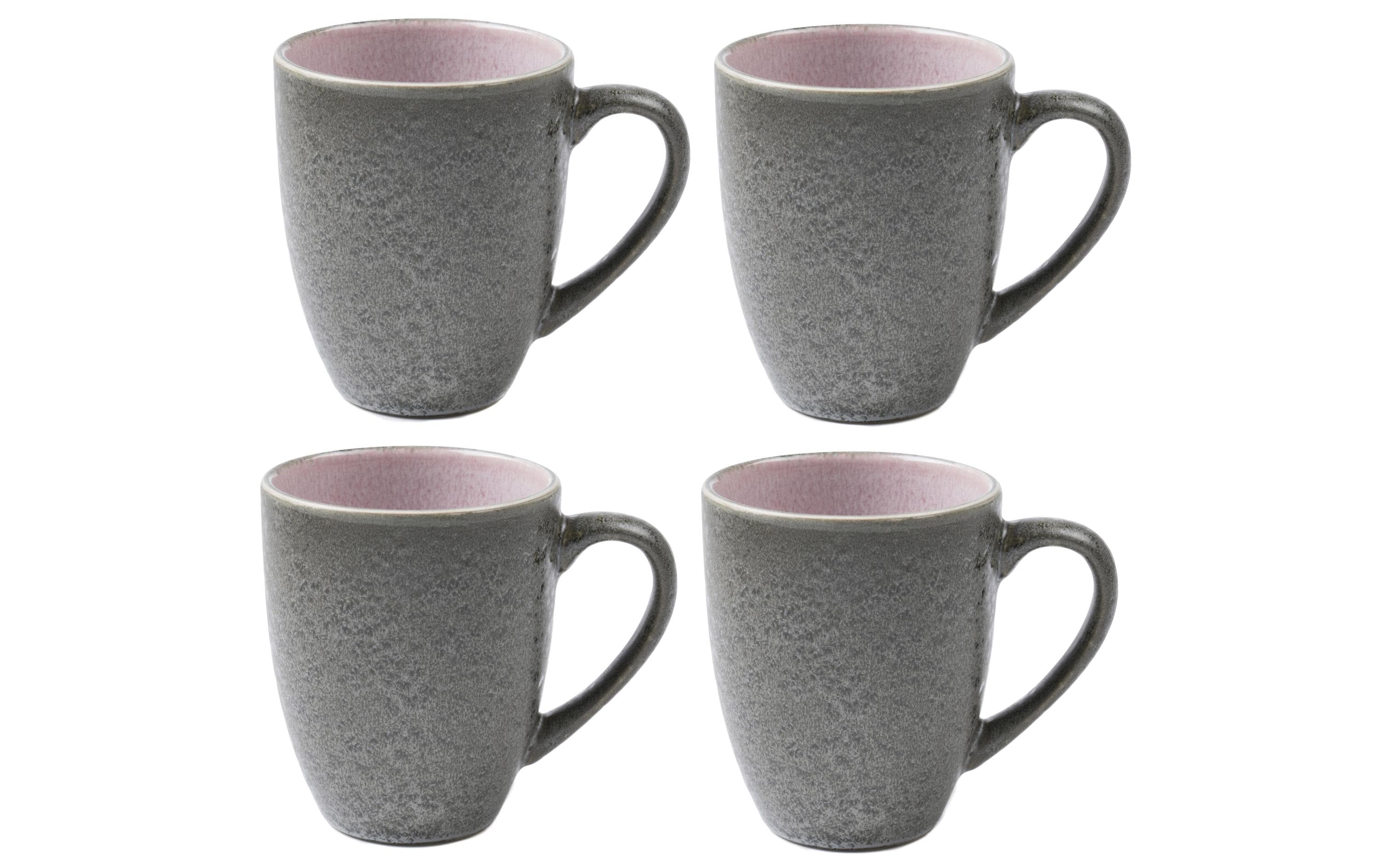 Bitz Kaffeetasse 30cl grau/rosa 4 Stk., Stoneware