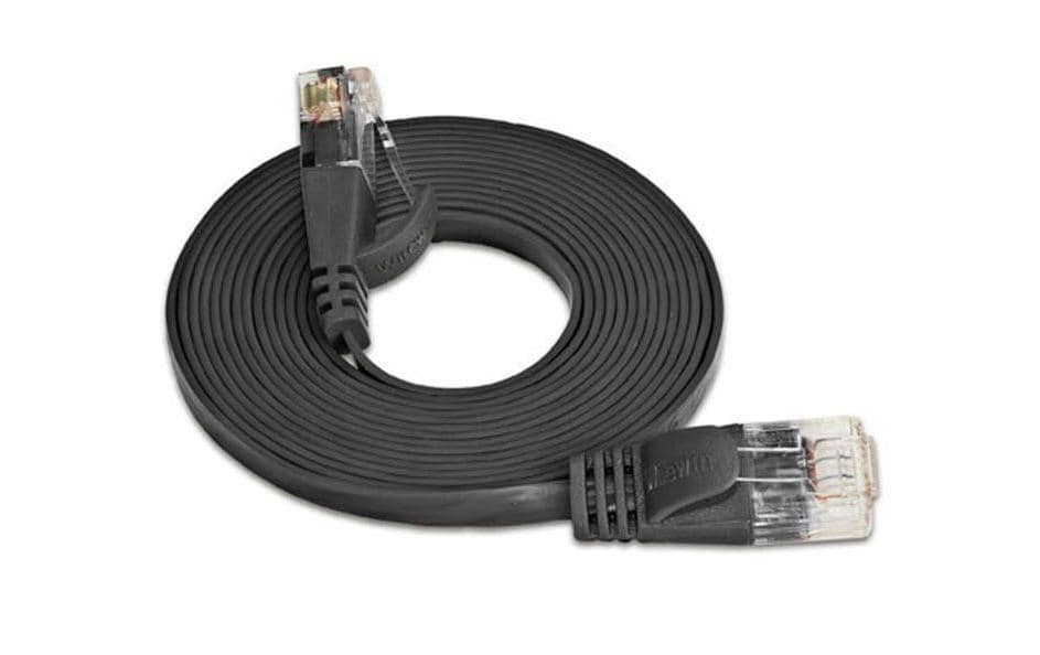Wirewin Slim Patchkabel: UTP, 5m, schwarz Cat.6, AWG36, Klinkenschutz, Längenaufdruck