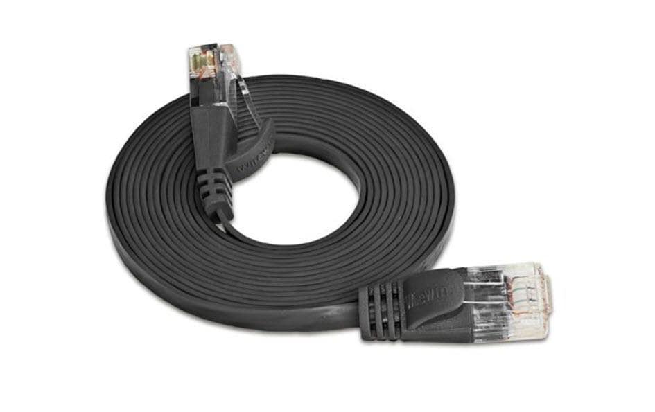 Wirewin Slim Patchkabel: UTP, 7.5m, schwarz Cat.6, AWG36, Klinkenschutz, Längenaufdruck