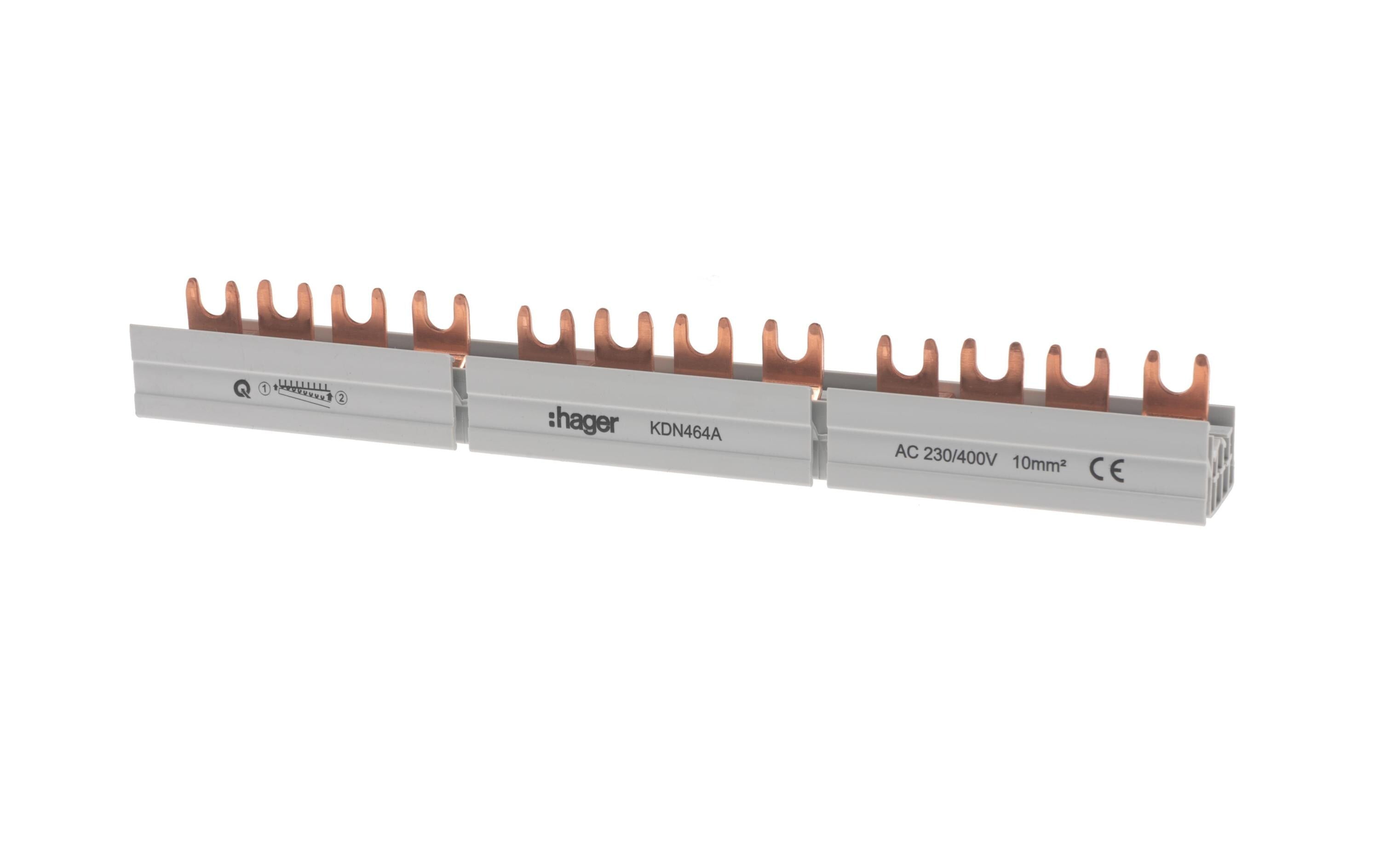 Phasenschiene 4P Gabel 10mm² 63A 12M FI links