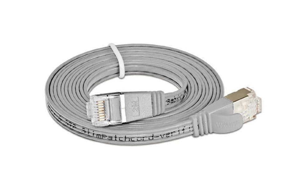 Wirewin Slim Patchkabel: STP, 1m, grau Cat.6, AWG36, Klinkenschutz, Längenaufdruck