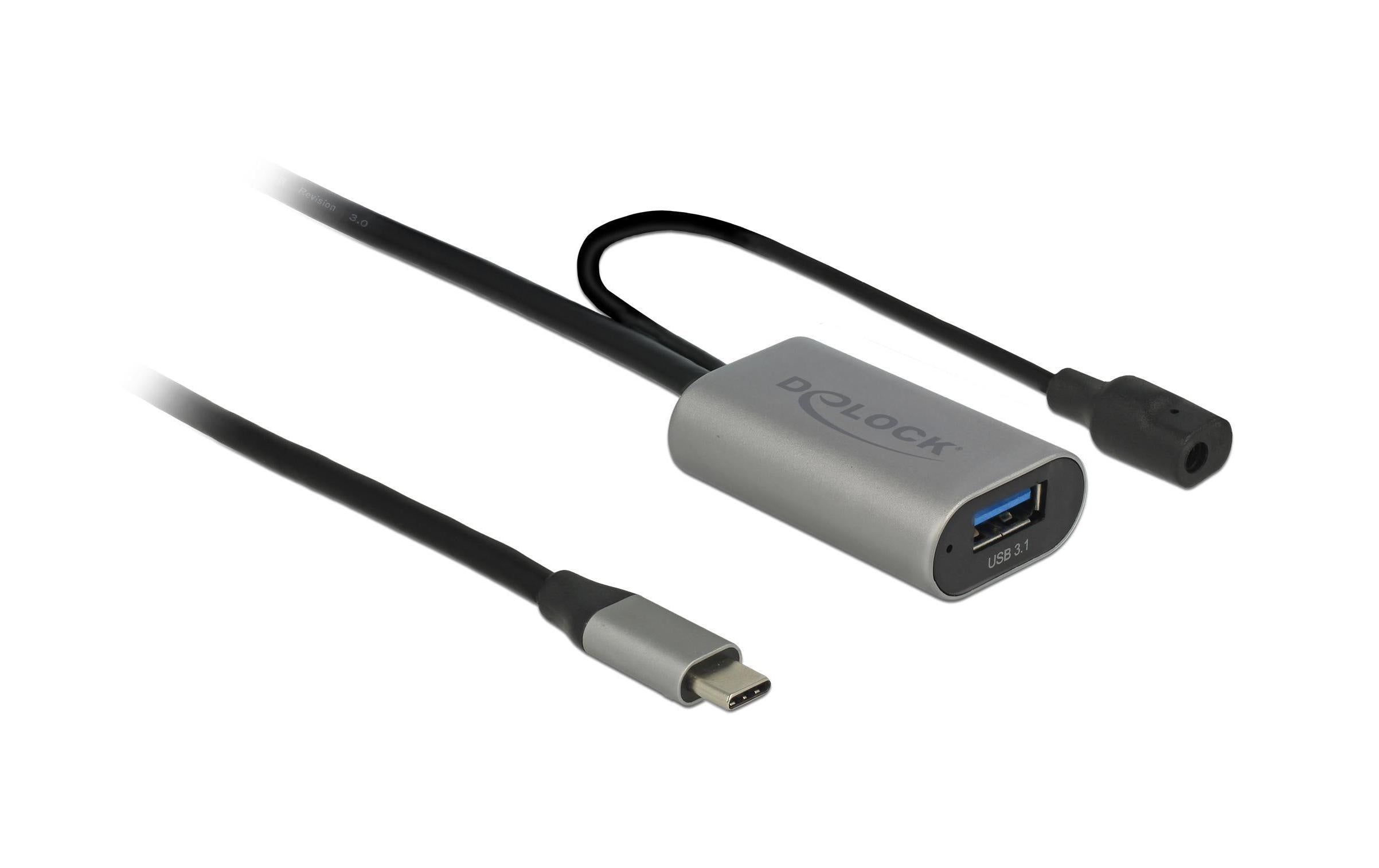 Delock USB 3.1, Type-C zu Type-A aktives Verlängerungskabel, 5 m, DC