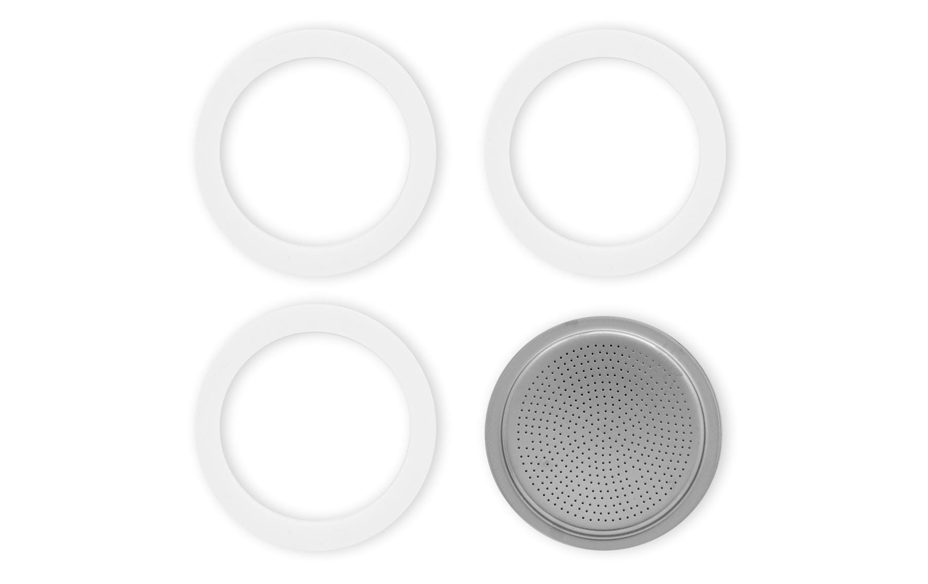 Bialetti Dichtungsringe & Filterplatte 6 Ta Moka, Fiammet, 3 Dichtungen, 1 Filterplatte