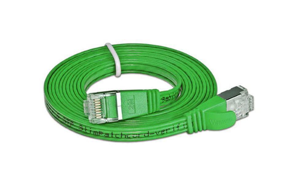 Wirewin Slim Patchkabel: STP, 0.10m, grün Cat.6, AWG36, Klinkenschutz, Längenaufdruck