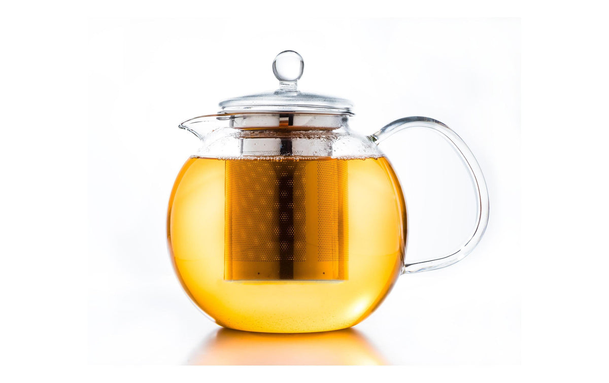Creano Glas-Teekanne 1,3L hitzebeständiges Borosilikatglas, Glasdecke