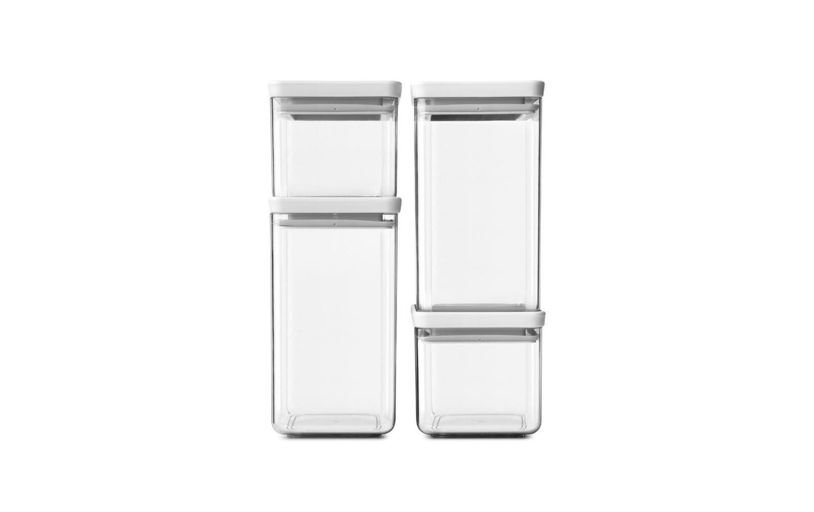 Brabantia 4er-Set Vorratsdose eckig 2x0,7 + 2x1,6, Light Grey