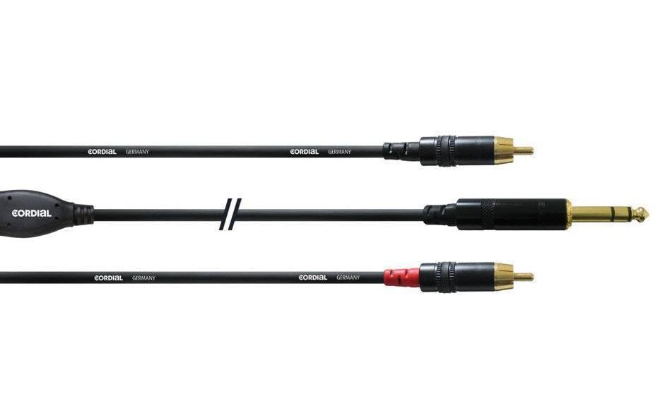 Cordial CFY 1.5 VCC 6.3mm Stereo Klinke - 2x Chinch, 1.5m