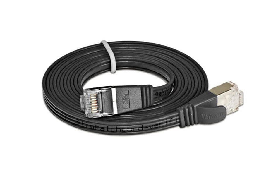 Wirewin Slim Patchkabel: STP, 10m, schwarz Cat.6, AWG36, Klinkenschutz, Längenaufdruck