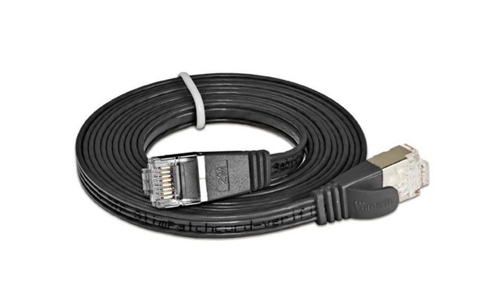 Wirewin Slim Patchkabel: STP, 0.5m, schwarz Cat.6, AWG36, Klinkenschutz, Längenaufdruck