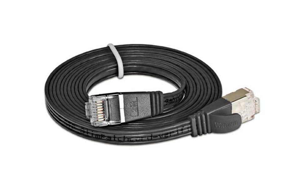 Wirewin Slim Patchkabel: STP, 1.5m, schwarz Cat.6, AWG36, Klinkenschutz, Längenaufdruck