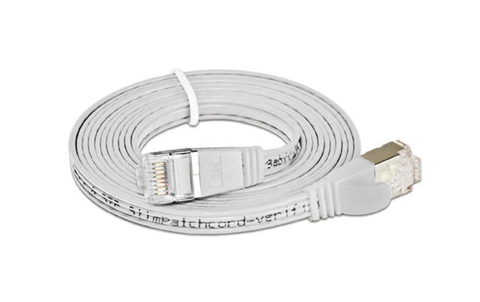 Wirewin Slim Patchkabel: STP, 5m, weiss Cat.6, AWG36, Klinkenschutz, Längenaufdruck