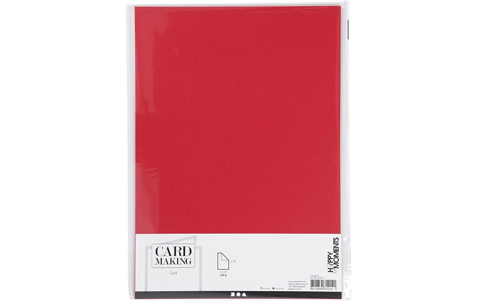 Creativ Company Fotokarton A4 rot 220 g, 10 Blatt, einseitig leichte Struktur