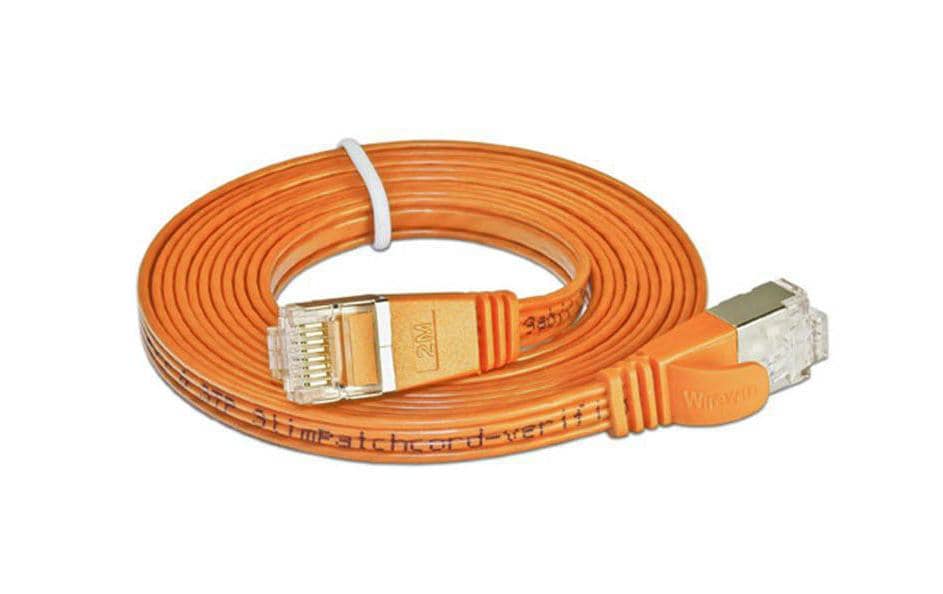 Wirewin Slim Patchkabel: STP, 7.5m, orange Cat.6, AWG36, Klinkenschutz, Längenaufdruck