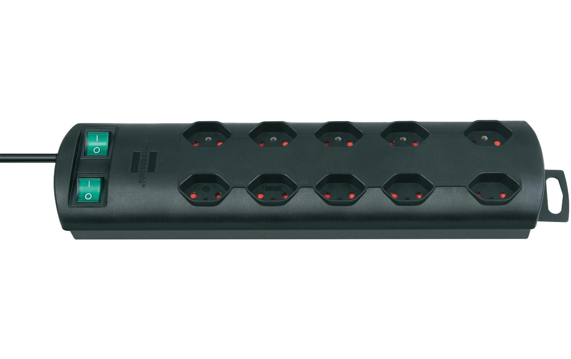 Brennenstuhl Primera-Line Steckdosenleiste 10xT13 quer, mit 2 Schaltern, sz, 2m Kabel