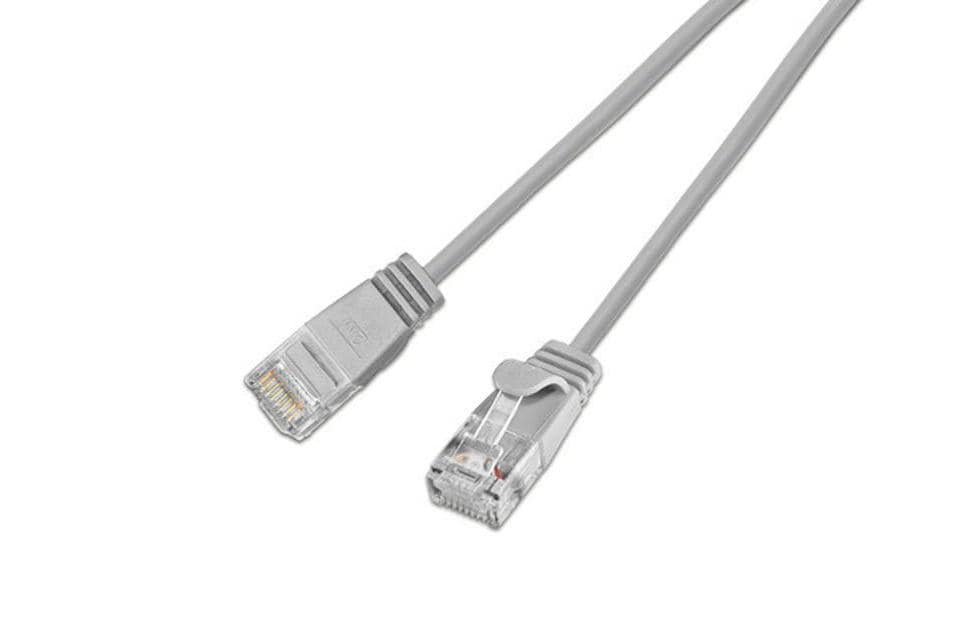 Wirewin Slim Patchkabel: UTP, 1.5m, grau Cat.6, AWG36, Klinkenschutz, rund, 2.8mm
