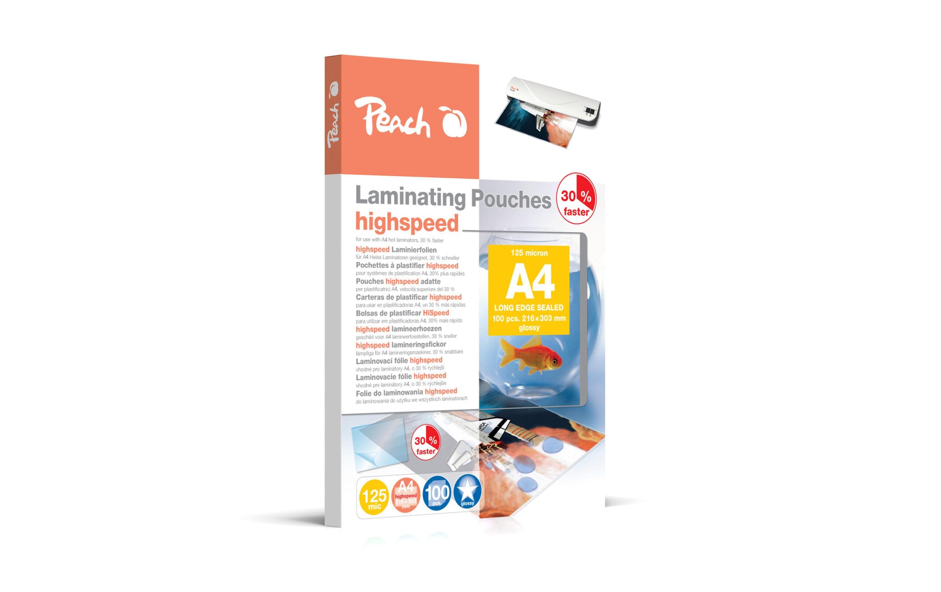Peach Laminierfolie A4 Highspeed 125mic, 100 Stk.