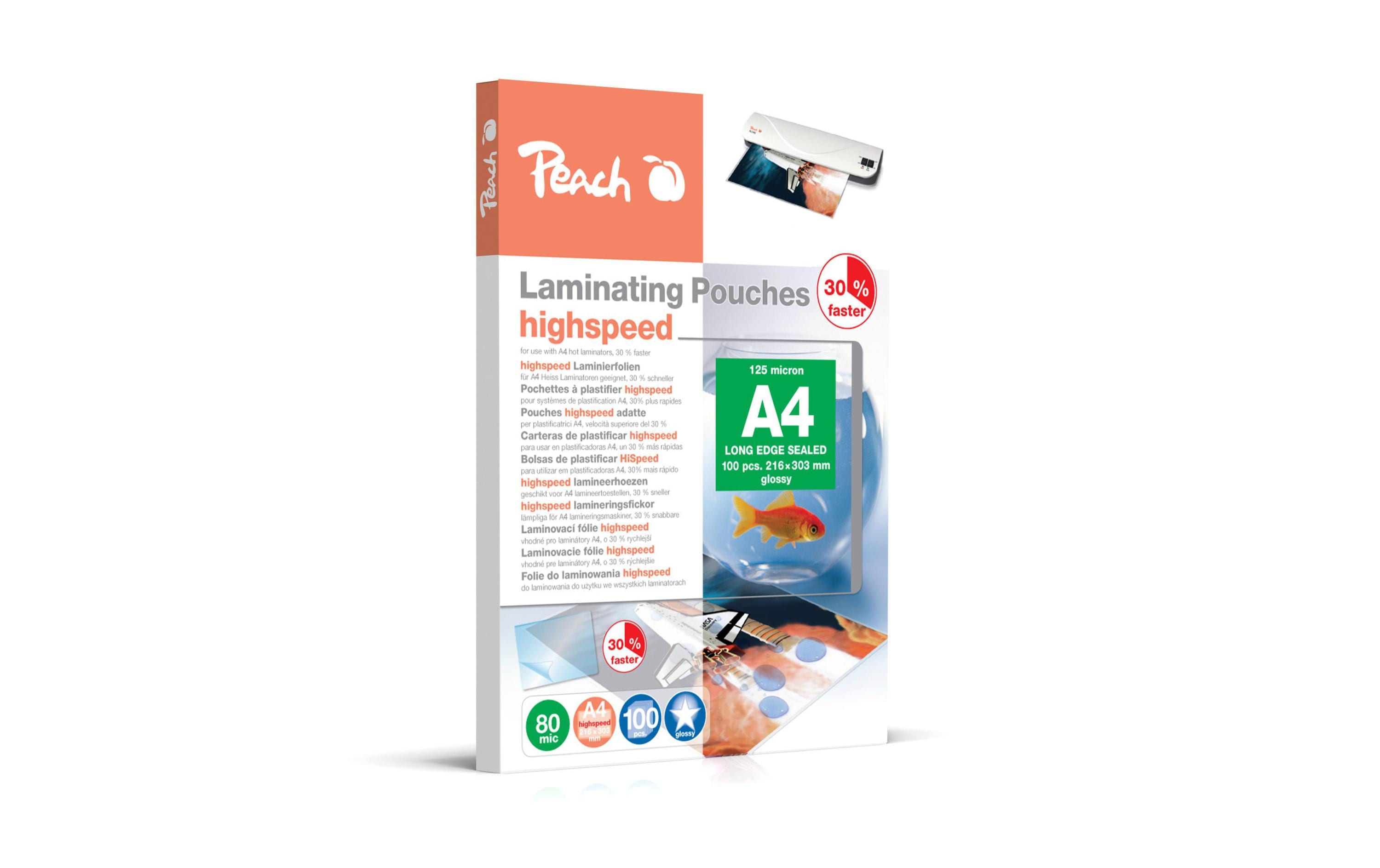 Peach Laminierfolie A4 Highspeed 80mic, 100 Stk.