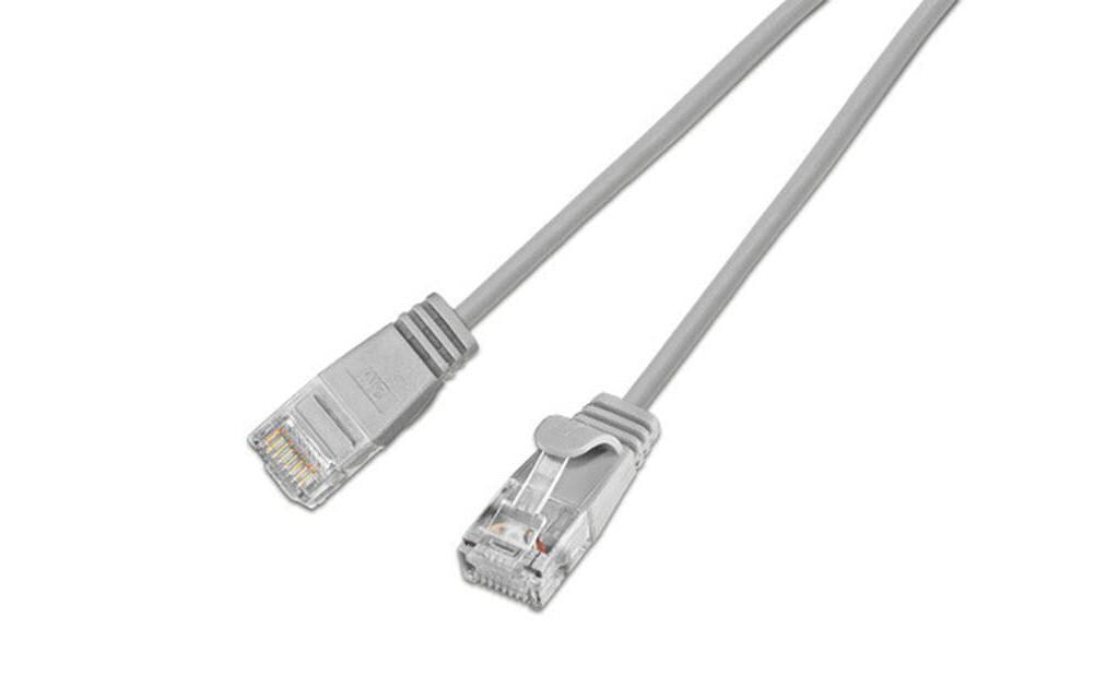 Wirewin Slim Patchkabel: UTP, 15cm,grau Cat.6, AWG36, Klinkenschutz, rund, 2.8mm
