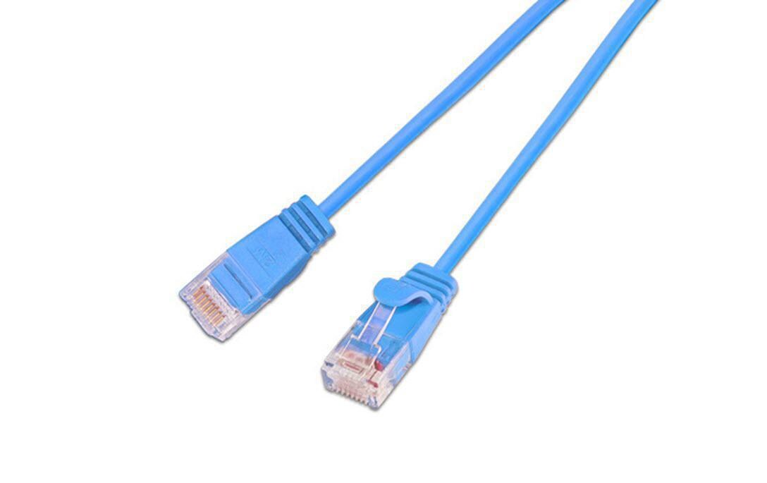 Wirewin Slim Patchkabel: UTP, 3m, blau Cat.6, AWG36, Klinkenschutz, rund, 2.8mm