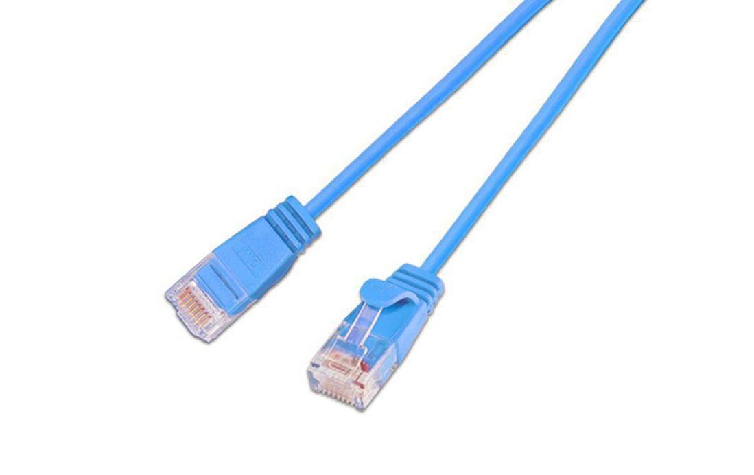 Wirewin Slim Patchkabel: UTP, 5m, blau Cat.6, AWG36, Klinkenschutz, rund, 2.8mm