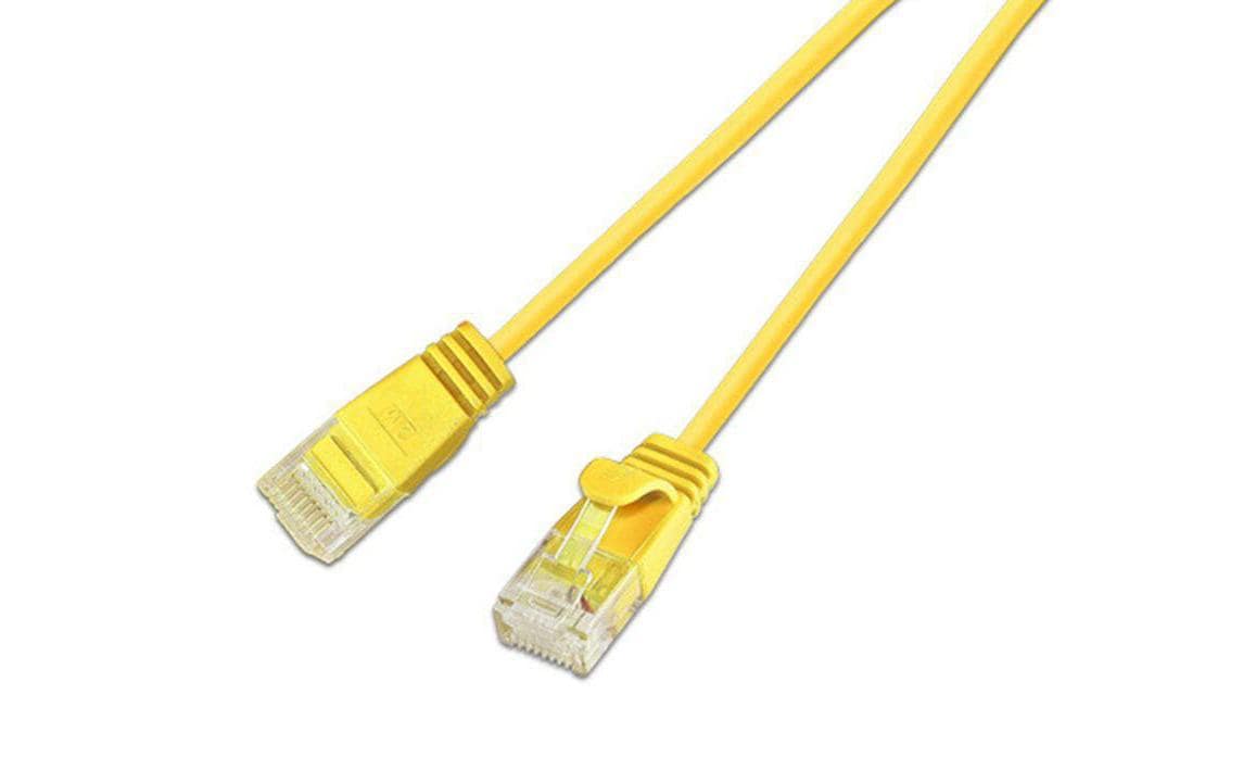 Wirewin Slim Patchkabel: UTP, 15cm,gelb Cat.6, AWG36, Klinkenschutz, rund, 2.8mm
