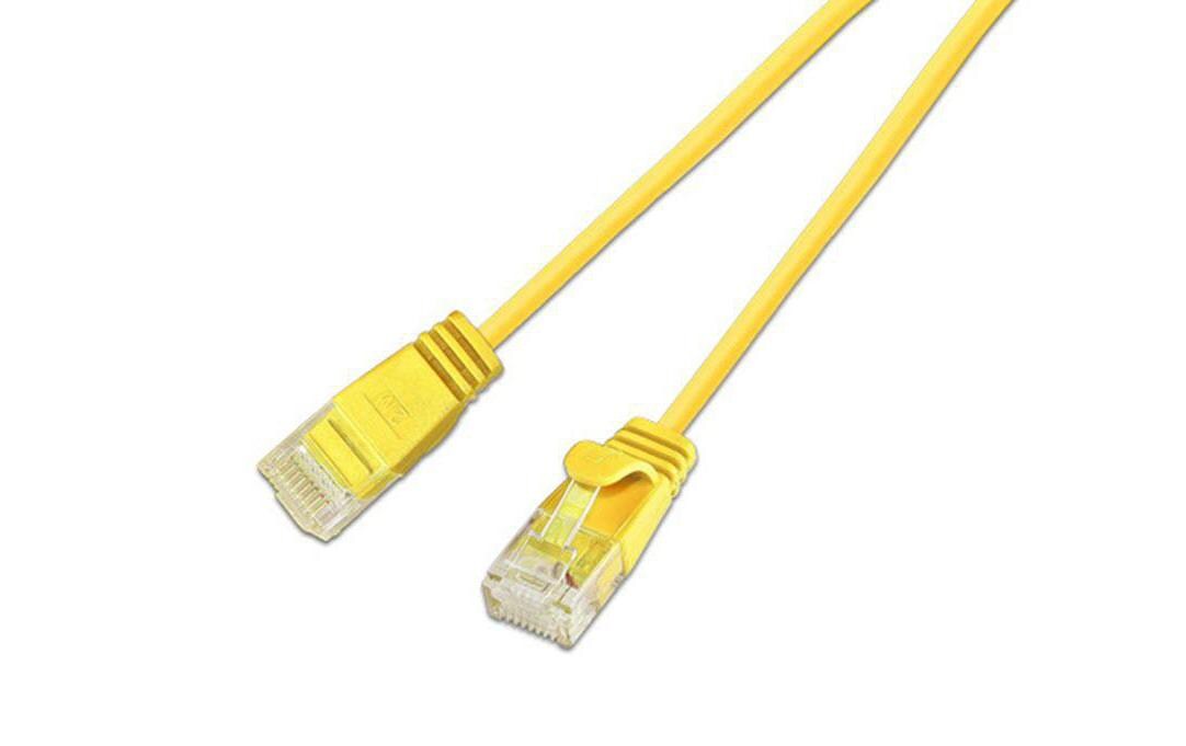 Wirewin Slim Patchkabel: UTP, 1m, gelb Cat.6, AWG36, Klinkenschutz, rund, 2.8mm