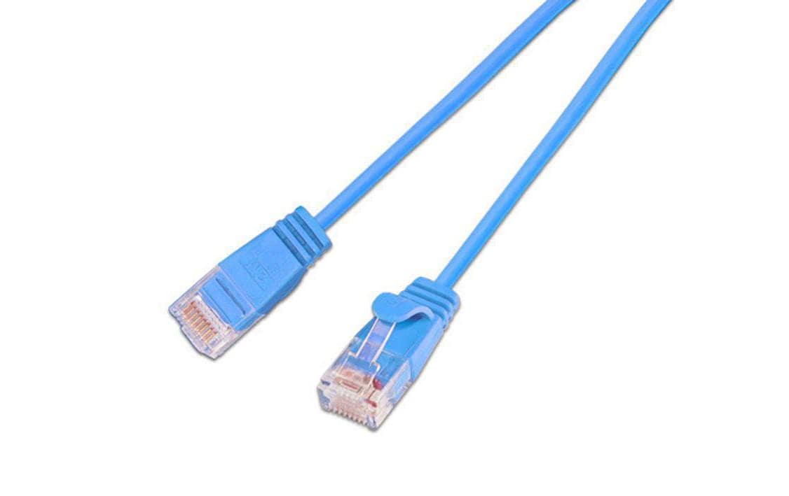 Wirewin Slim Patchkabel: UTP, 1m, blau Cat.6, AWG36, Klinkenschutz, rund, 2.8mm
