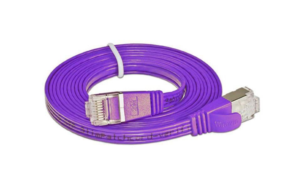 Wirewin Slim Patchkabel: STP, 20m, violett Cat.6, AWG36, Klinkenschutz, Längenaufdruck